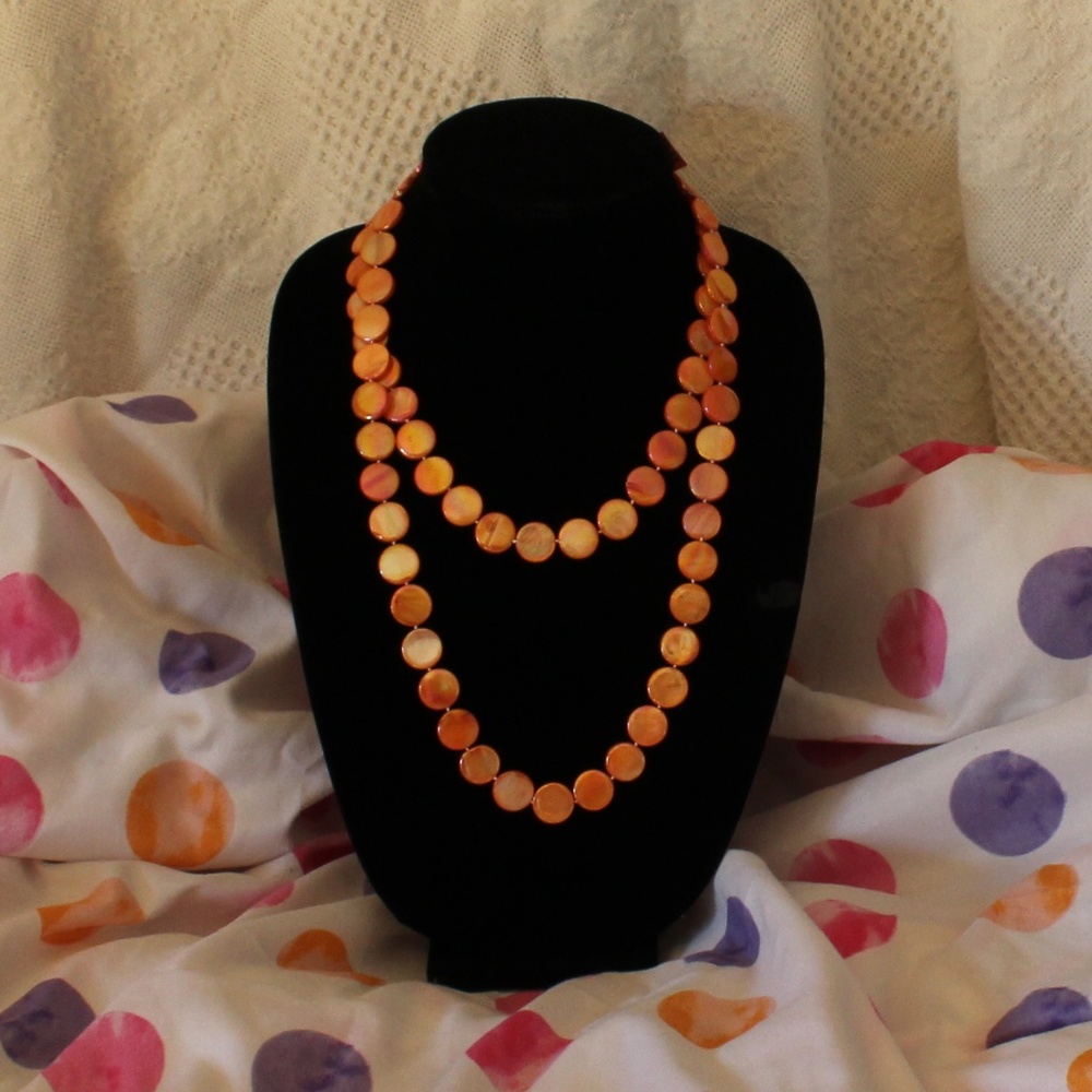 Orange Shell Bead Necklace - Picture 6 of 8